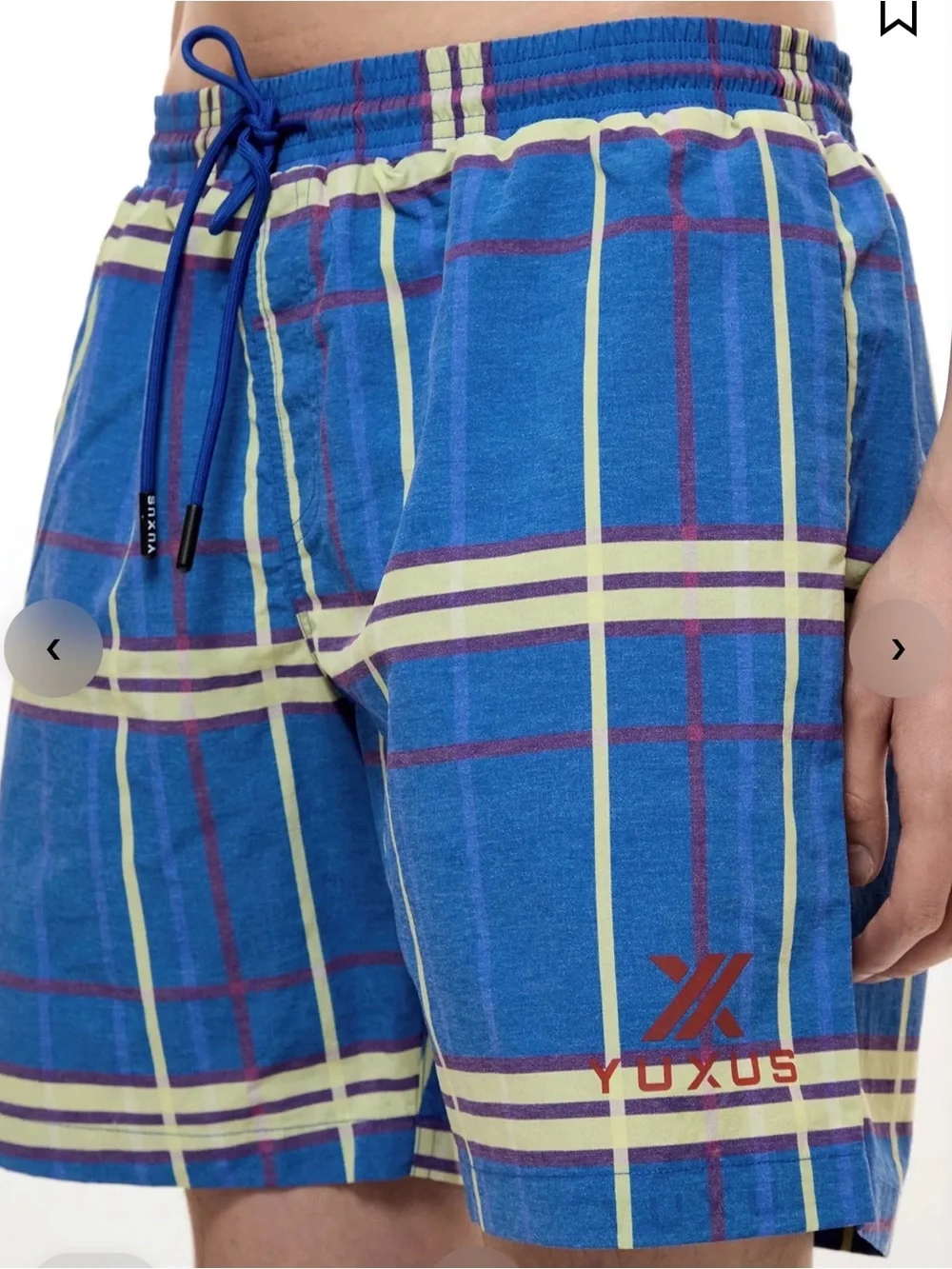 Yuxus Blue Plaid Drawstring Shorts TARTAN 